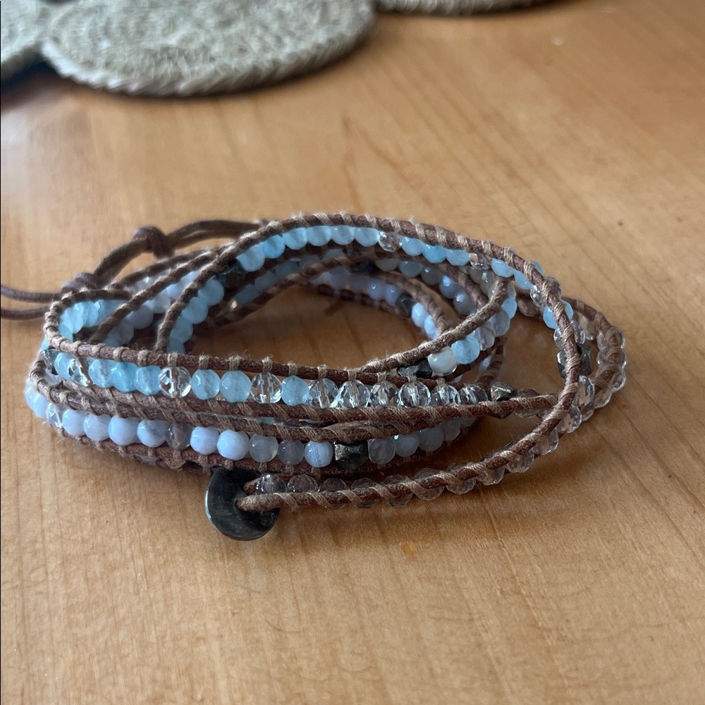 Chan Luu Brown and Blue Beaded Wrap Bracelet